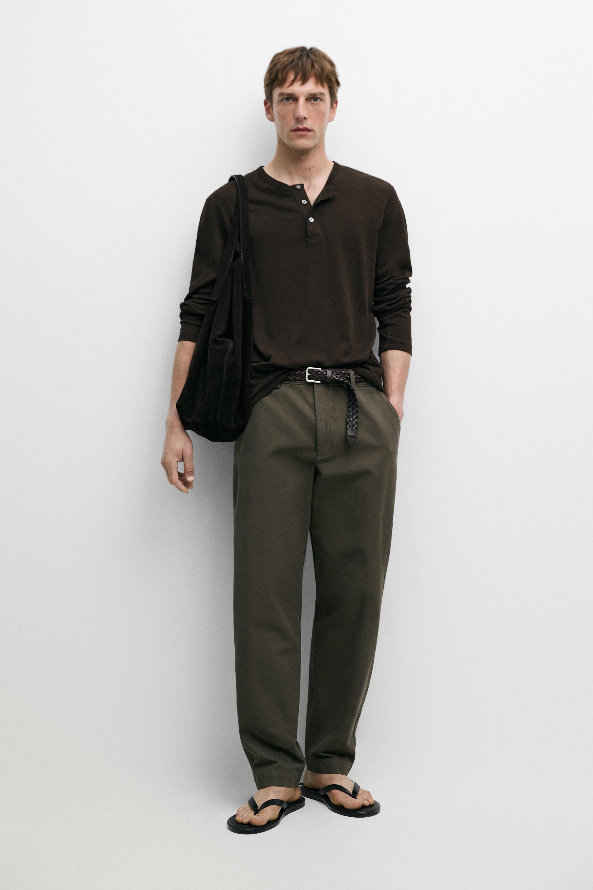 Tapered fit cotton pants